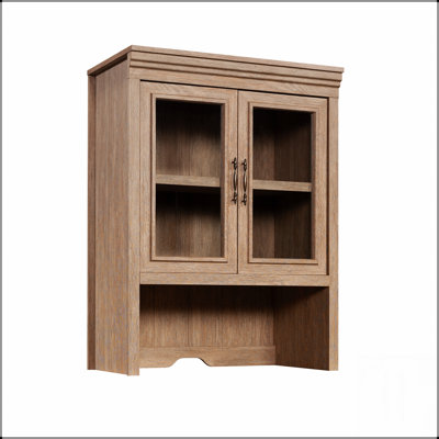 Library Hutch with Glass Doors, Adjustable Shelves for Display and Storage, Perfect for Organizing Books and Decor.