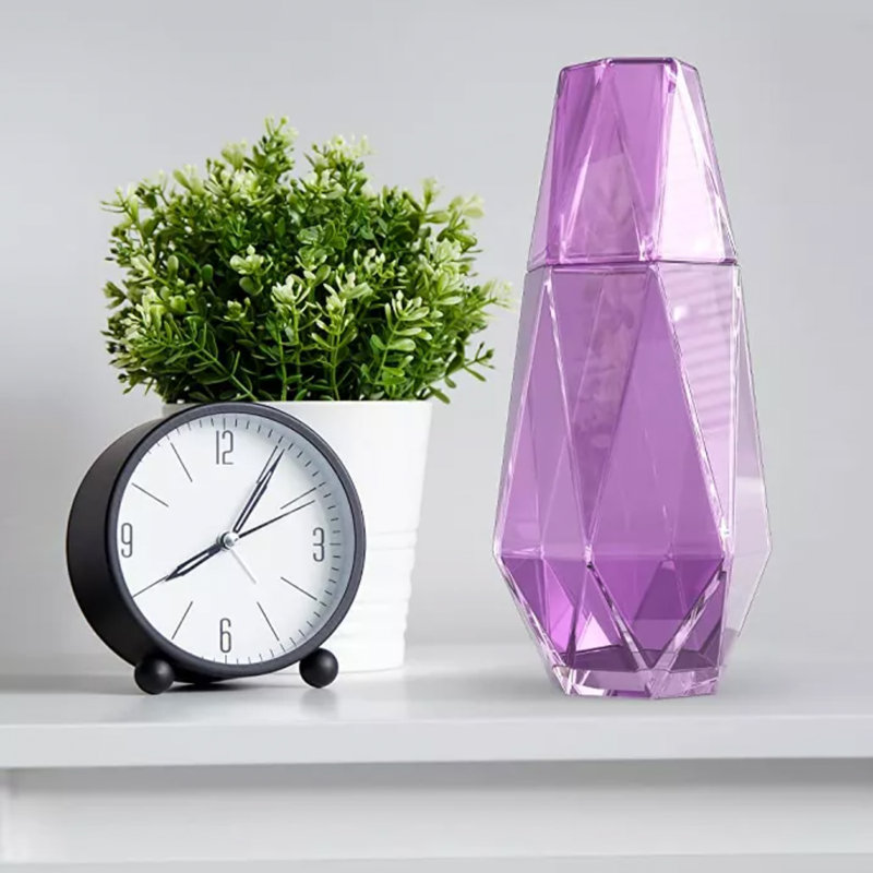 Ensemble 2 pièces carafe et tasse géométrique, Mauve