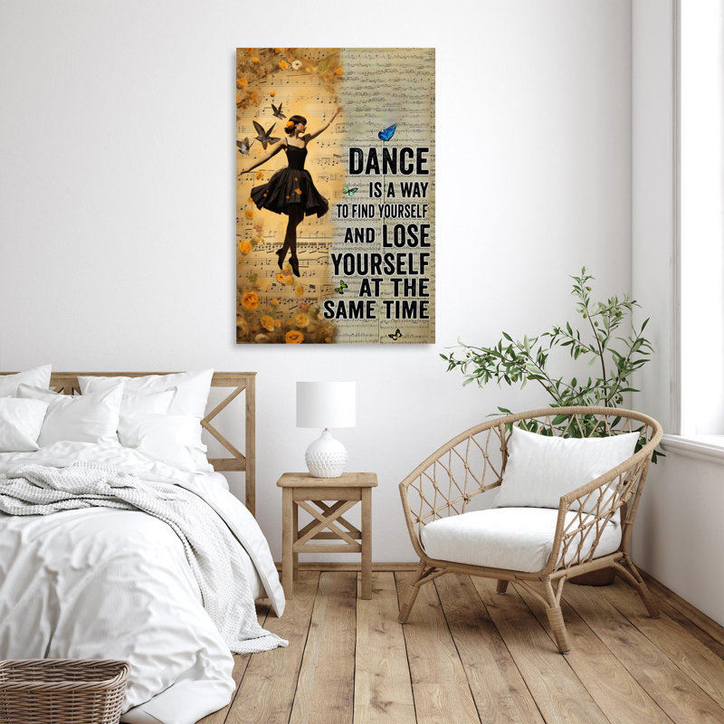 «Dance Is A Way To Find Yourself», reproduction d'art graphique sur toile tendue 1 pièce, H 20 po x l 16 po x P 1,25 po