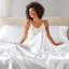 Drap-housse pour lit simple en satin de luxe blanc 4 pièces