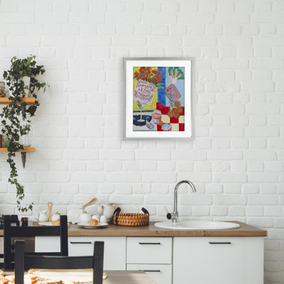 «Kitchen Checkered Still Life», reproduction sous verre encadrée, design par Melissa Wang