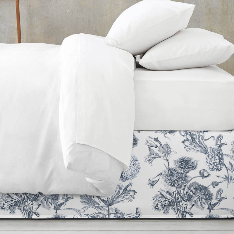 Alexandria White Cotton Bedskirt, Twin, 15"