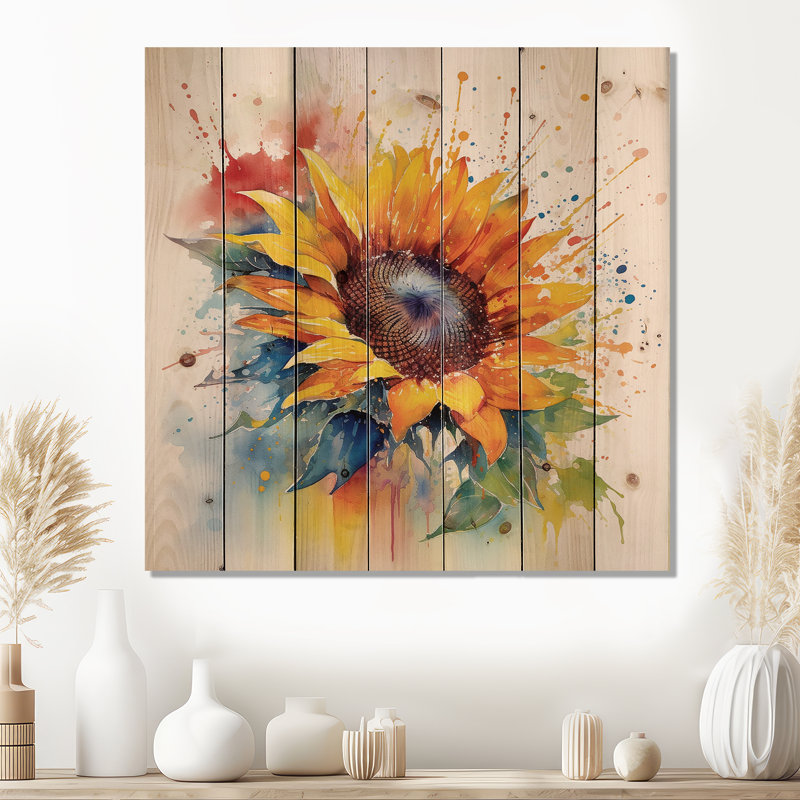 Isabelle - Art mural floral sur bois de pin naturel, H 30 po x l 30 po