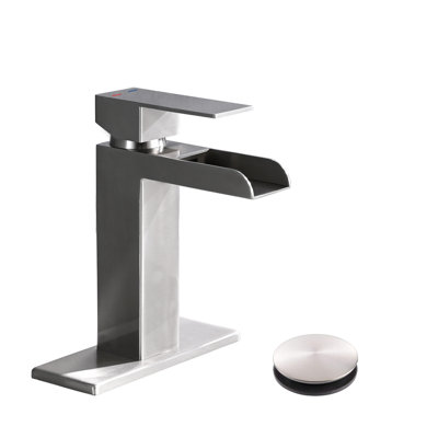 Robinet de lavabo de salle de bain à poignée simple avec bonde escamotable Waterfall