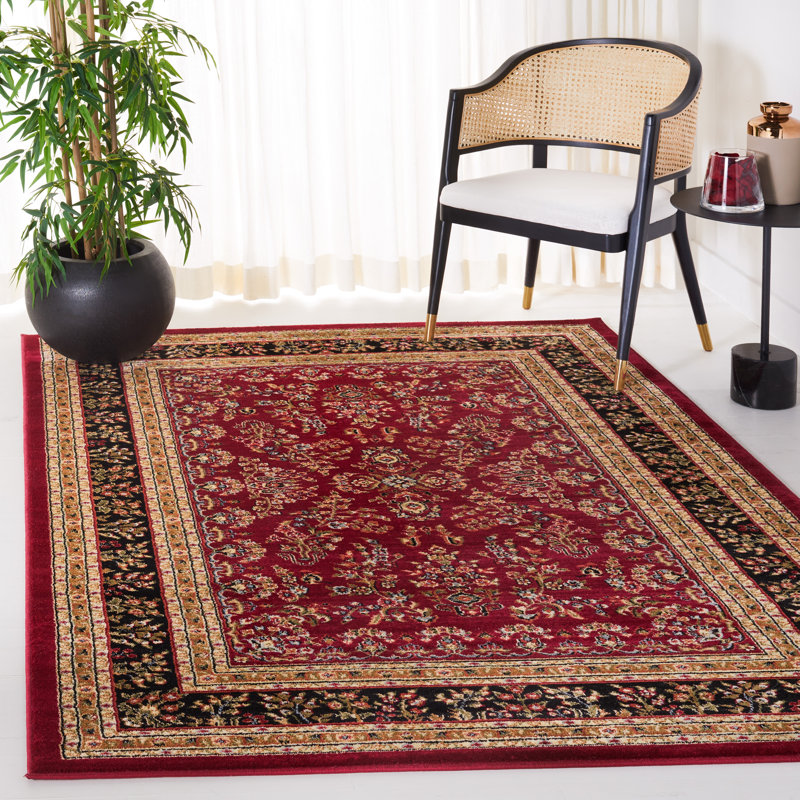 Lyndhurst Oriental Area Rug In Red / Black, Rectangle 122 x 183 cm