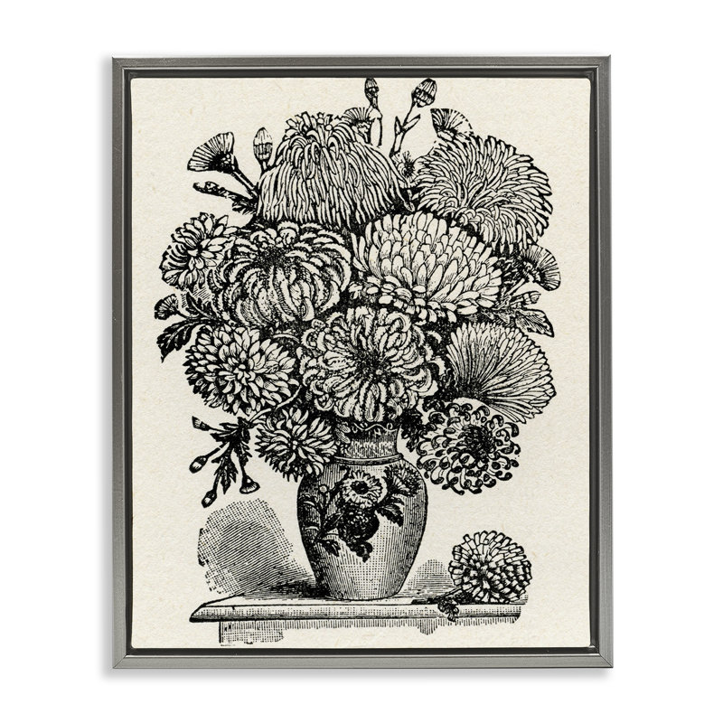 Cadre flottant Past Flowers Bouquet, design par Karen Smith, H 31 po x l 25 po, Cadre flottant gris lustré