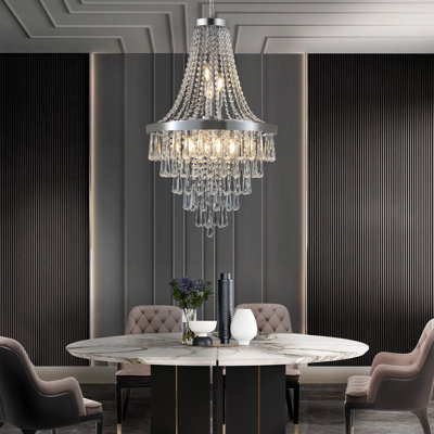 Lustre moderne en cristal chromé 20 "avec hauteur réglable