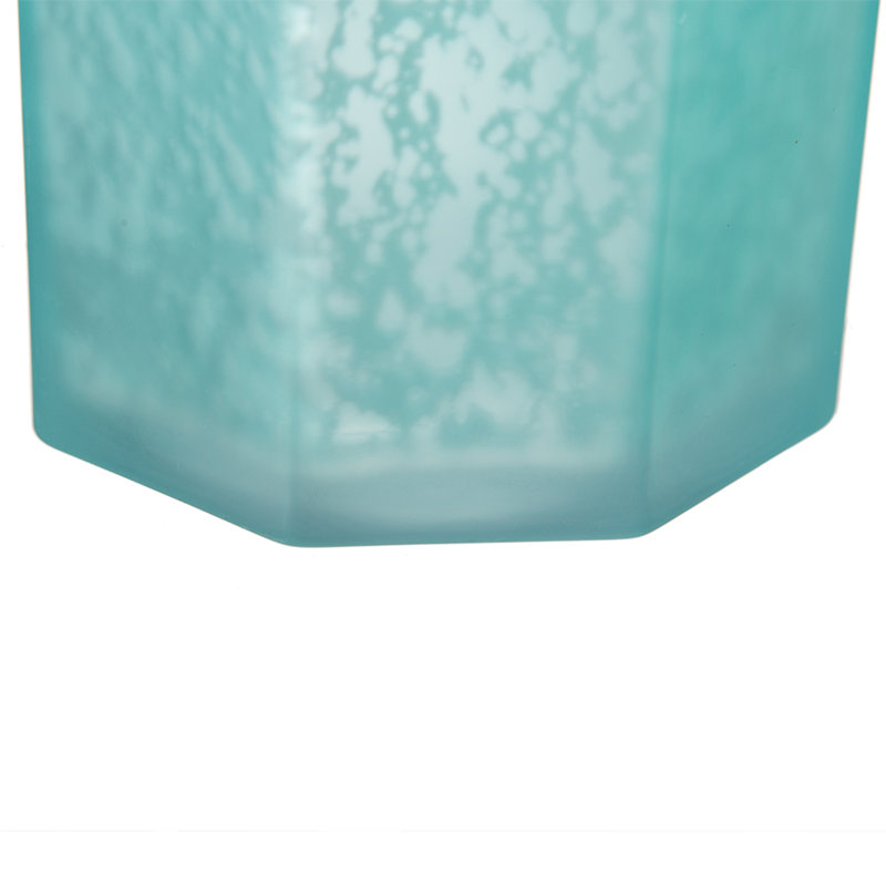 5.1x5.1x5.9" Aqua Blue Frosted Mercury Glass Octagonal Candle Holder,4 Pack, Aqua