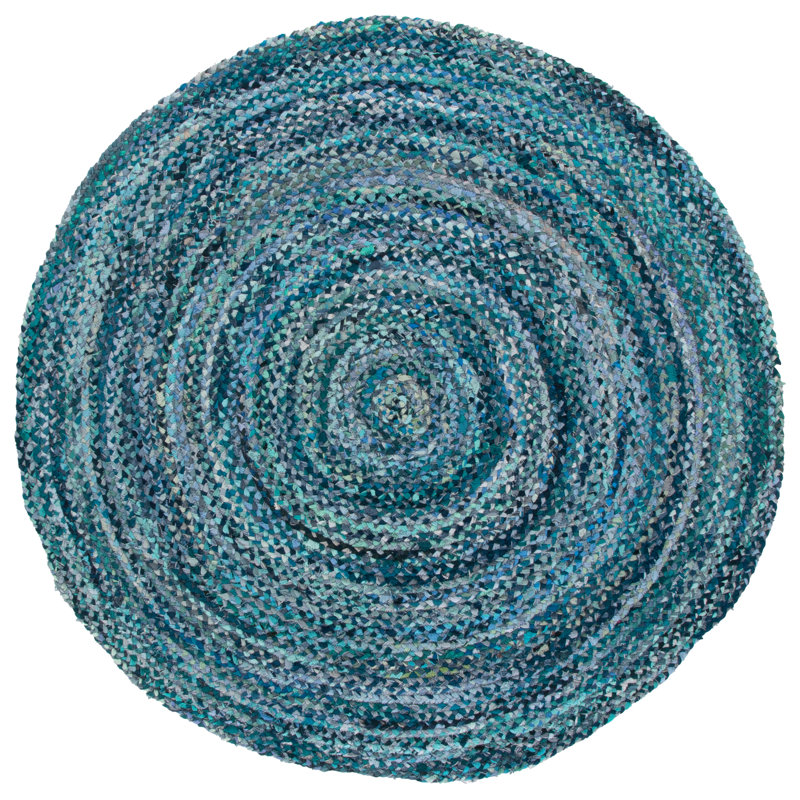 Braided Hand Woven Cotton Solid Color Indoor Rug, Round 6'