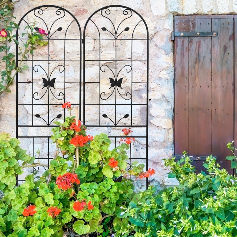 86,7 "X 19,7" Jardin d'escalade pour l'extérieur, paquet de 2 en métal antirouille, plantes en fer noir pour l'extérieur, métal antirouille, support