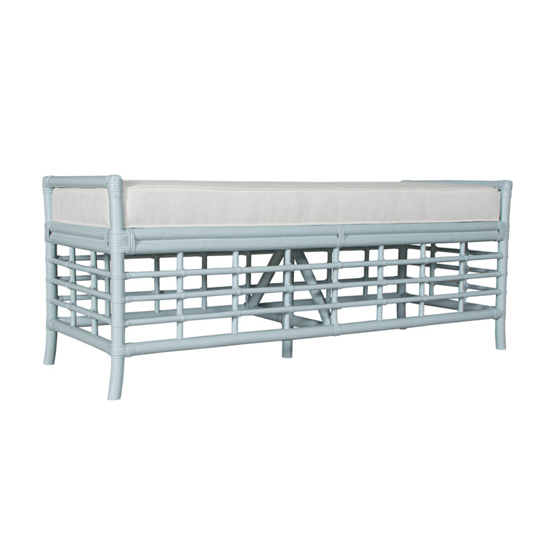 Luna Upholstered Bench, Light Blue