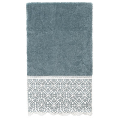  Serviette de bain 100% coton et dentelle crème