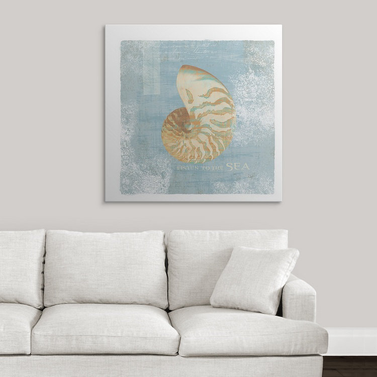 « listen to the sea », reproduction d’impression, H 35 po x l 35 po x P 1,5 po, Toile