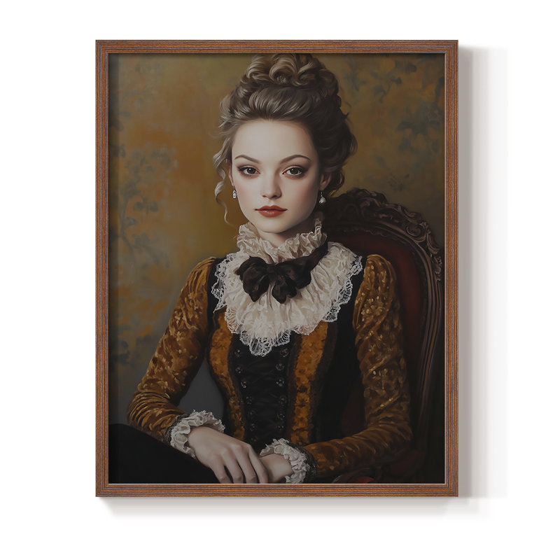 Reproduction encadrée WOMEN Series CCVII - bois massif, H 21 po x l 17 po, Noyer
