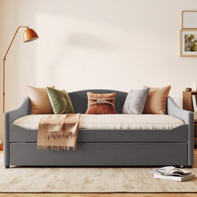 Modern Teddy Fleece LED Upholstered Daybed with Trundle
