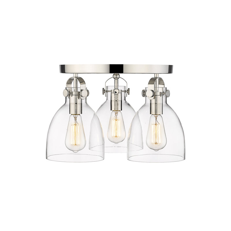 Smeltertown Glass Flush Mount, Clear, Polished Nickel