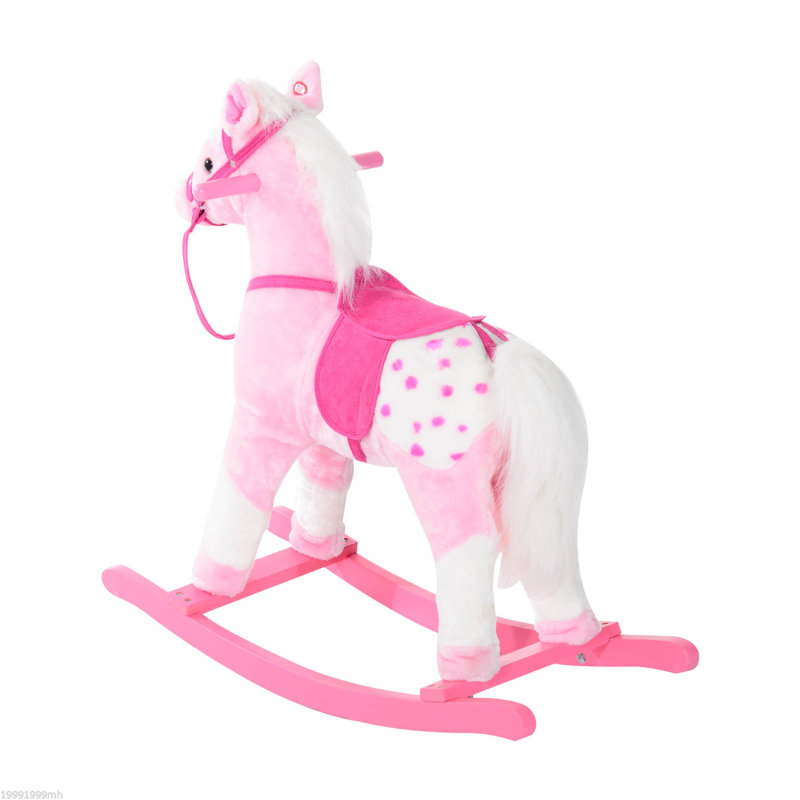 Kids Plush Pony Rocking Horse,wood, Pink