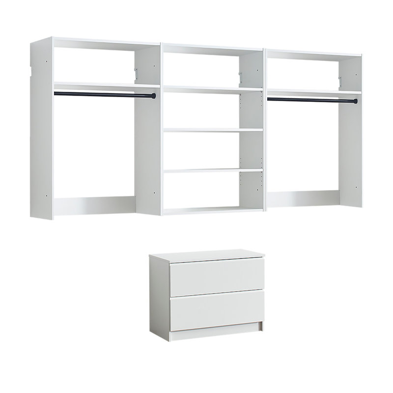 Système de garde-robe autoportant en bois, Blanc
