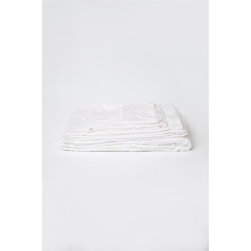 Ensemble de draps 4 pièces Omne Sleep, Ensemble de draps pour grand lit avec 2 taies d'or, Blanc