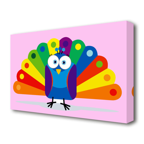 East Urban Home Little Peacock Childrens - Wrapped Canvas Print ...