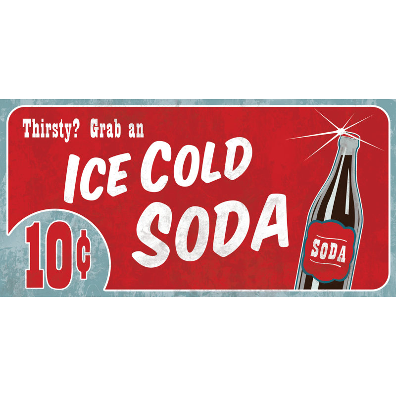 Ice Cold Soda - Textual Art Print, 61 cm H x 91 cm W, Black Floater Framed