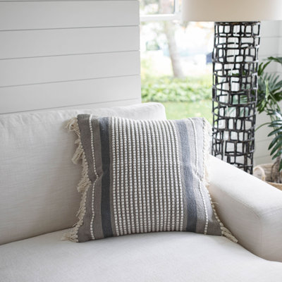 Fringed Cotton Throw Pillow