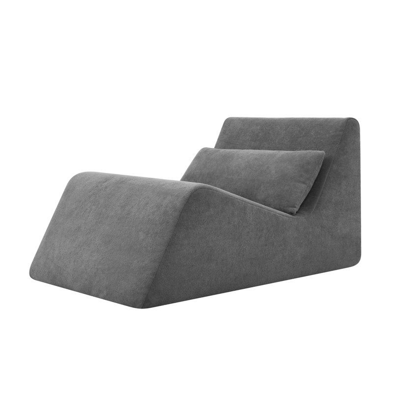 Chaise longue en chenille moderne sans assemblage, Gris chenille