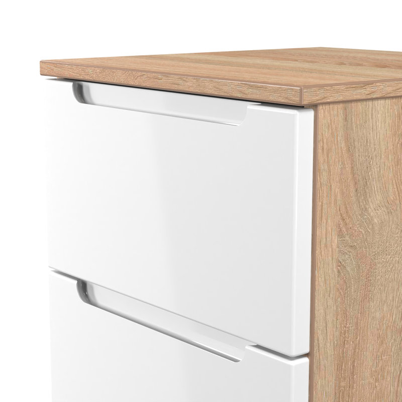 Bisma 37cm W Manufactured Wood Bedside Table, White/Oak