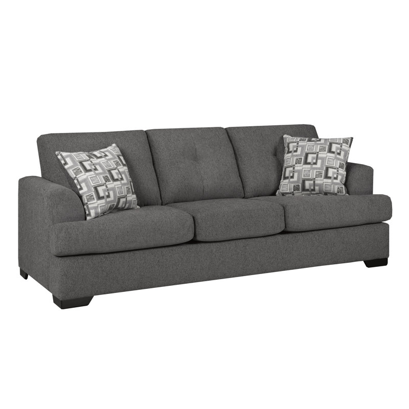 Canapé et causeuse en tissu Abilio, Polyester graphite