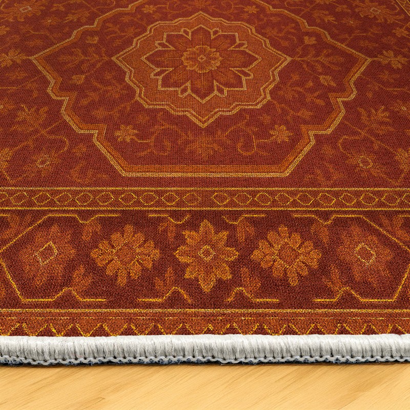 Tapis en coton et polyester à imprimé numérique Greysi Collection, Rectangle 6 pi 7 po x 7 pi 3 po