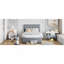 Lit plateforme simple tapissier simple avec option de rangement pratique, rangement hydraulique spacieux et moderne gris