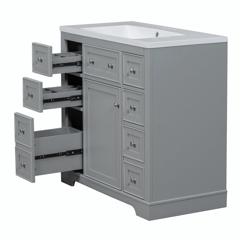 Meuble-lavabo simple 36 po avec comptoir 36 po, Gris