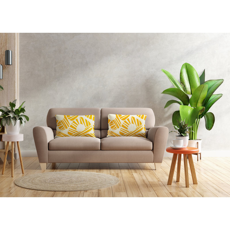 Polyester/Polyester Blend Lumbar Rectangular Indoor/Outdoor Pillow Cover & Insert, Yellow