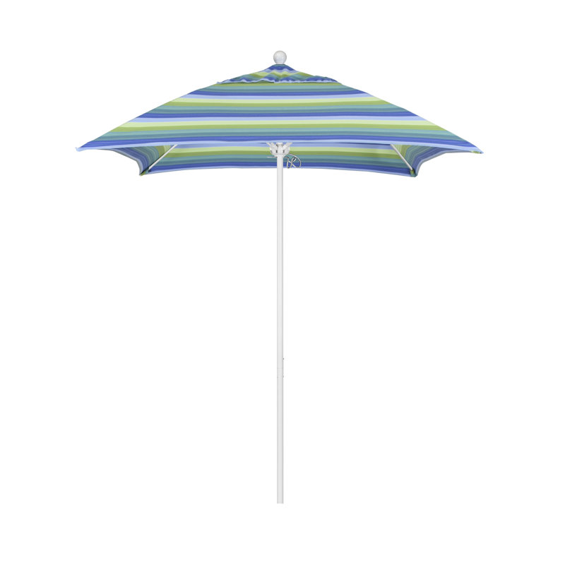 Parasol de marché carré 6 pi Hibo, Blanc mat, Toile toile naturelle Sunbrella®