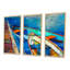Boats And Pier In Blue Shade - 3 Piece Floater Frame Painting on Canvas-727028191-727028188