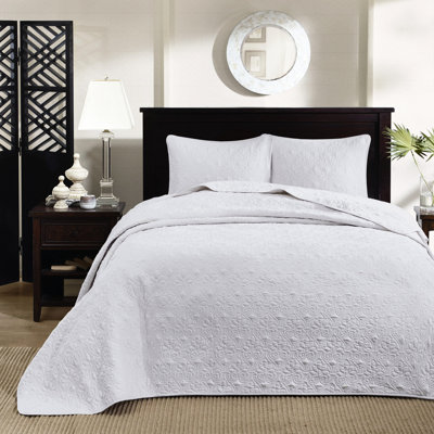 Couvre-lit simple réversible blanc - Rembourrage en coton doux, matelassage élégant, rehausse le décor de la chambre à coucher, rembourrage facile et confortable, motif de courtepointe charmant, ajoute de la chaleur à la chambre à coucher, lavage simple