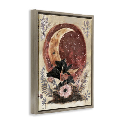 Crescent Moon & Florals Floating Frame, design by Sara Culpepper