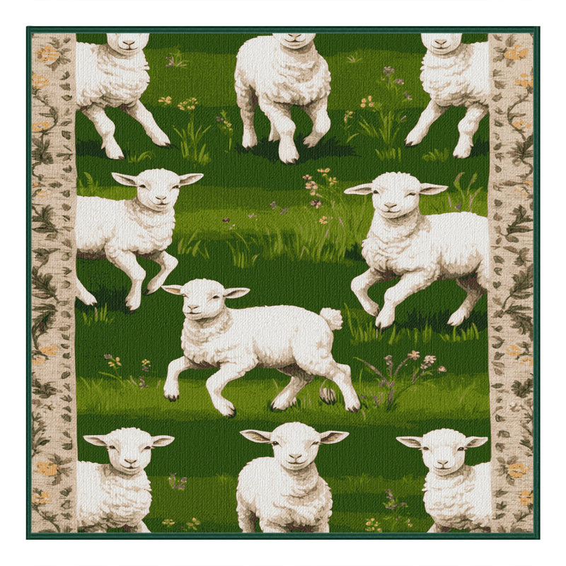  Tapis lavable Spring Lambs, Carré 4 pi