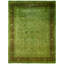 Overdyed Hand-Knotted Wool Modern-Contemporary Green Area Rug 9' 3" x 12' 2"