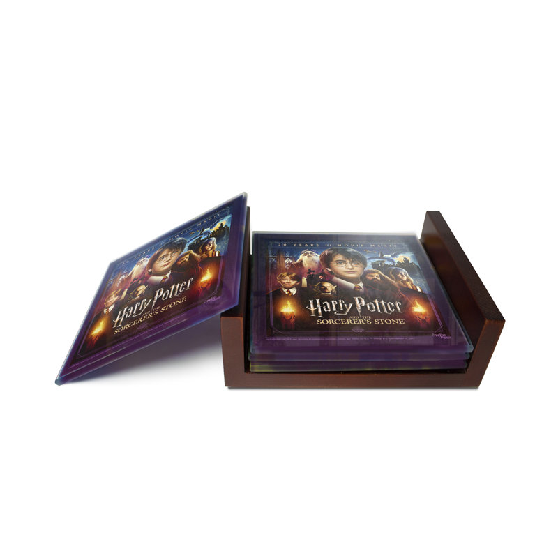 (Symboles) Ensemble de sous-verres en verre Starfire, Harry Potter 1 / 20ème anniversaire - Pierre du s