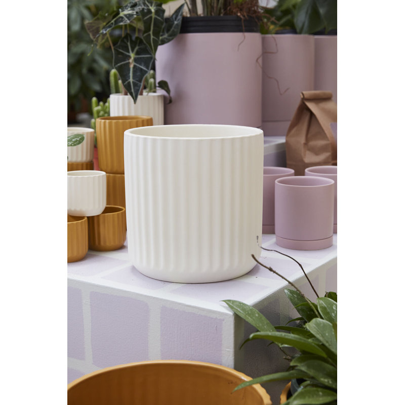 Beam Pot, 9.25" H x 9.25" W x 9.25" D, Cream