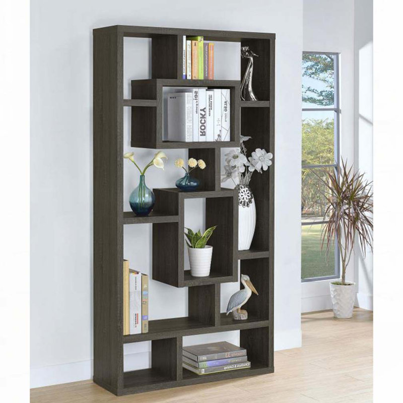Aesthetic Fine Looking Rectangular Bookcase, Cappuccino Brown, Cappuccino Brown, (10 Shelves) 70.75"H x 35.5"W x 11.5"D