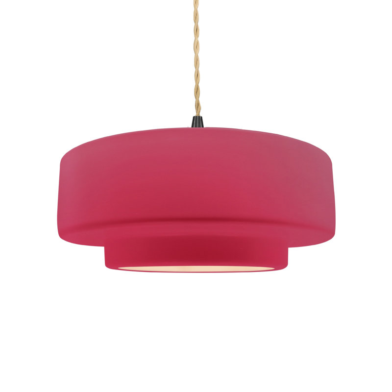 Luminaire suspendu à 1 lumière Meydan, H 5,25 po x l 14,5 po x P 14,5 po, Cerise, Noir mat