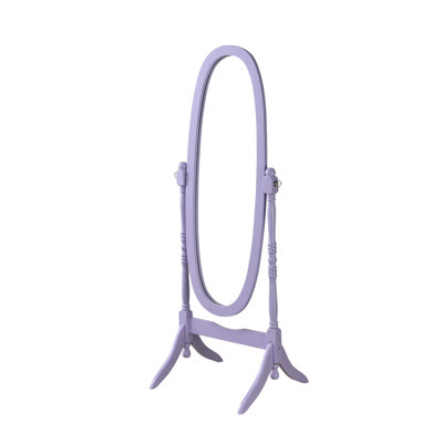 59" Purple And White Wood Freestanding Oval Framed Cheval Mirror