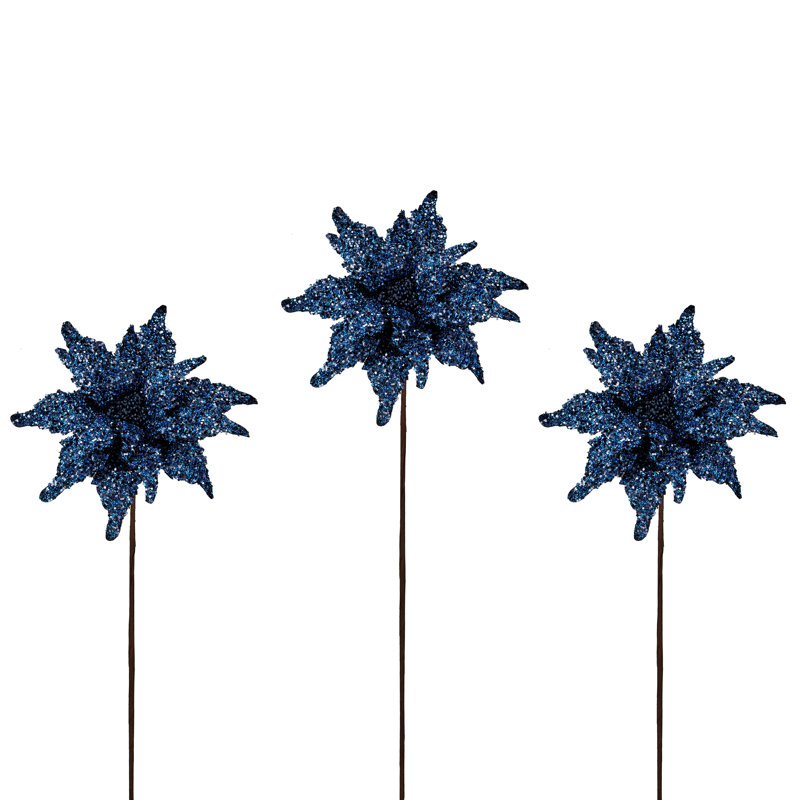 Tige de poinsettia à paillettes 22 "22", Bleu