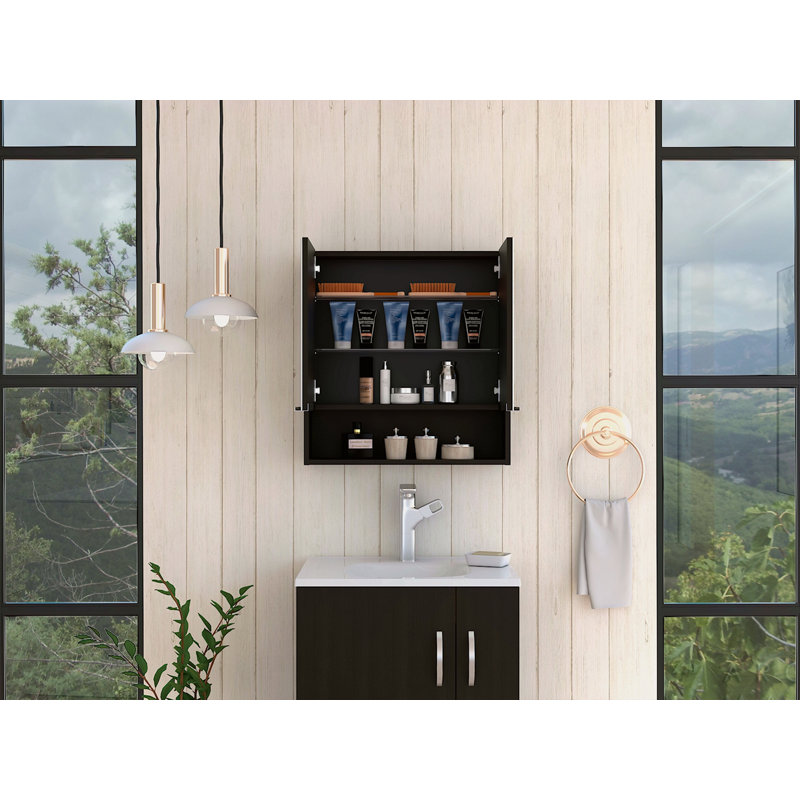 Rectangle Medicine Cabinet With Mirror, Black