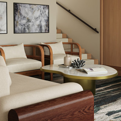 Fauteuil demi-tonneau en lin 32 po