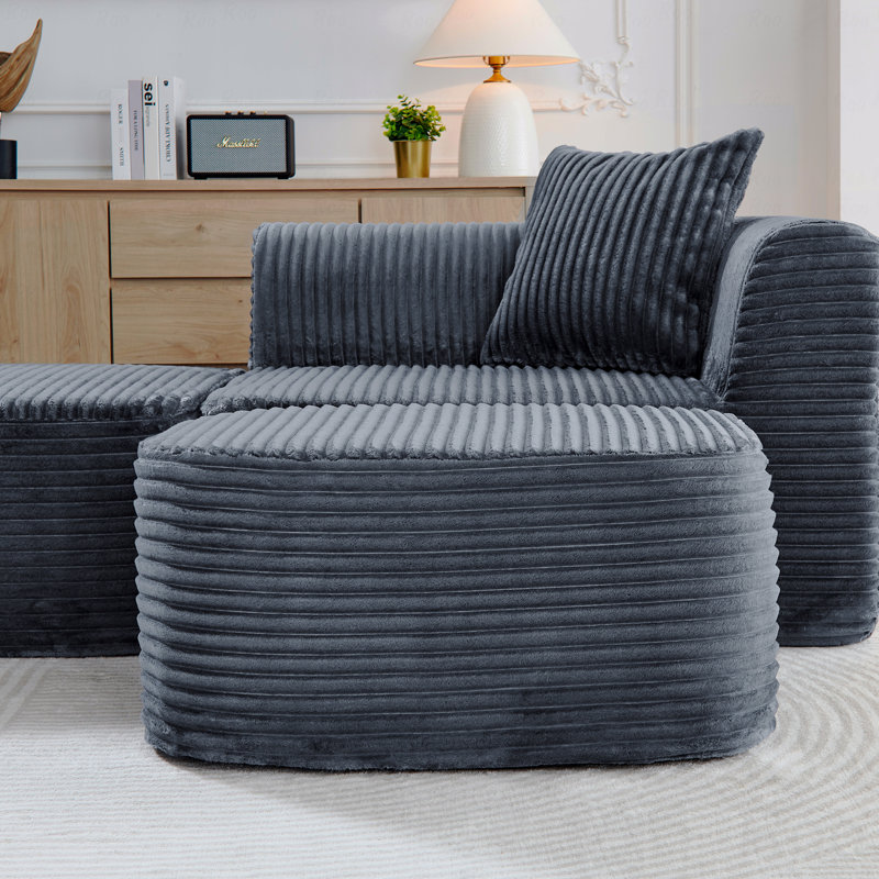 Canapé modulaire 114 po avec méridienne en L Cloud, Gris