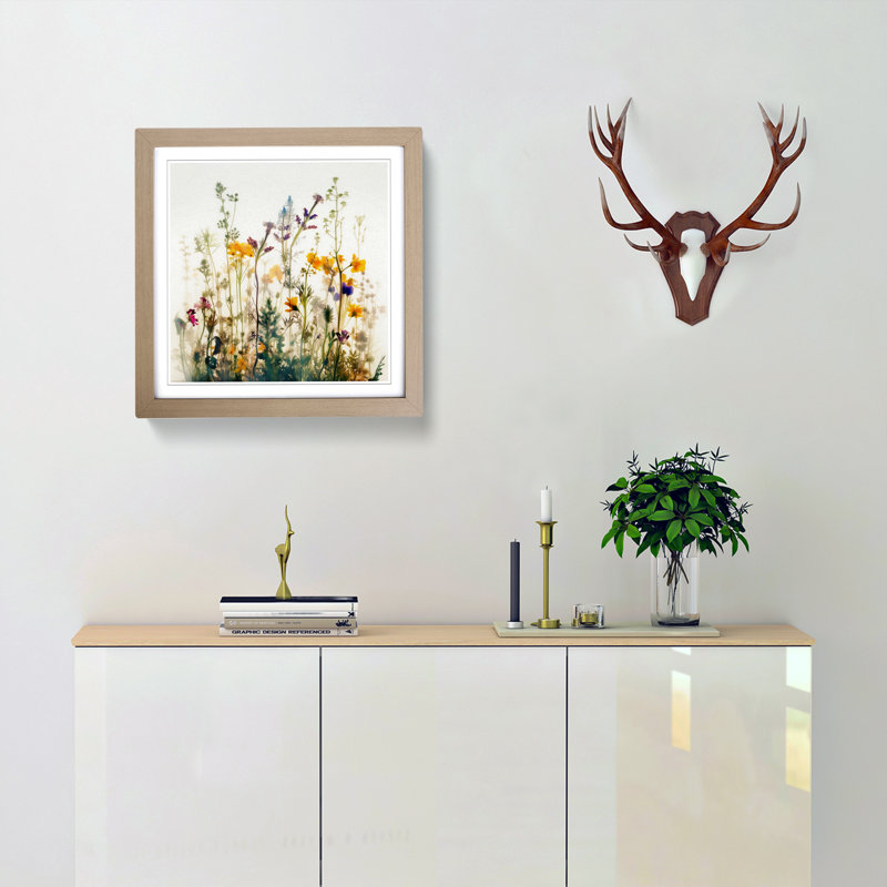 Wildflowers Double Exposure No.1 - Framed Print, Oak