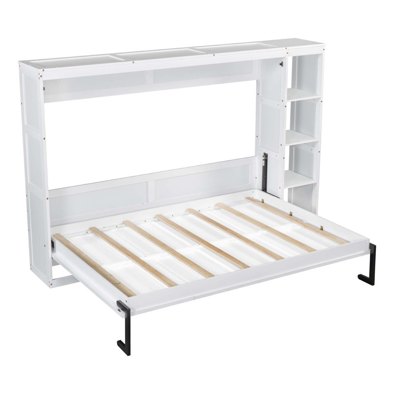 Lit escamotable avec bibliothèque Murphy, Double, Blanc